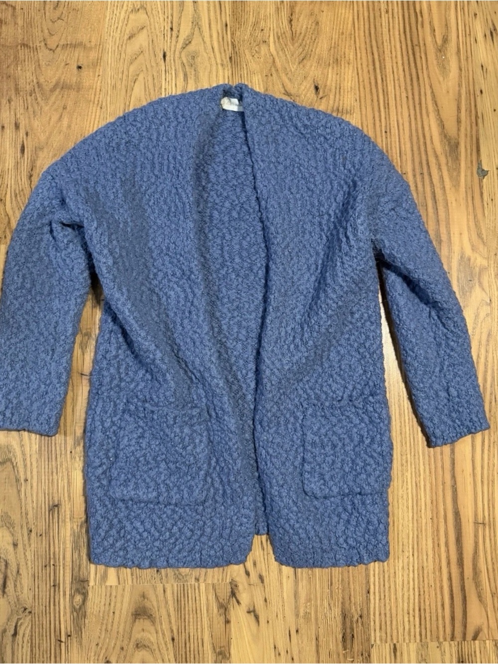 Altar'd State Blue Textured Open Front Cardigan Sweater Pockets Size Small